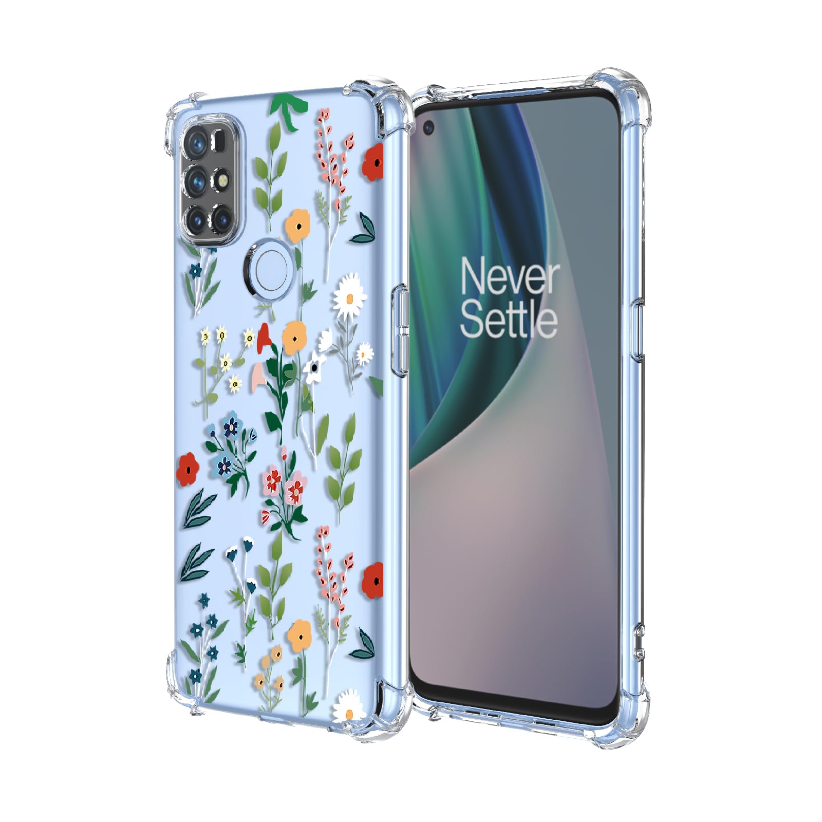 OEURVQO Case for OnePlus Nord N10 OnePlus N10 5G,Clear Lush Flower Pattern,Soft Silicone TPU,Shockproof Bumper,Protective Phone Cover for OnePlus Nord