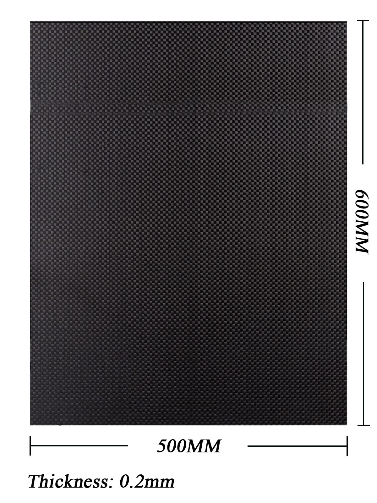 COYOUCO Carbon Fiber Sheet, 500 X 600Mm Carbon Fiber Board Plate, Plain Weave 3K Glossy Surface Carbon Fiber Sheets,0.2mm