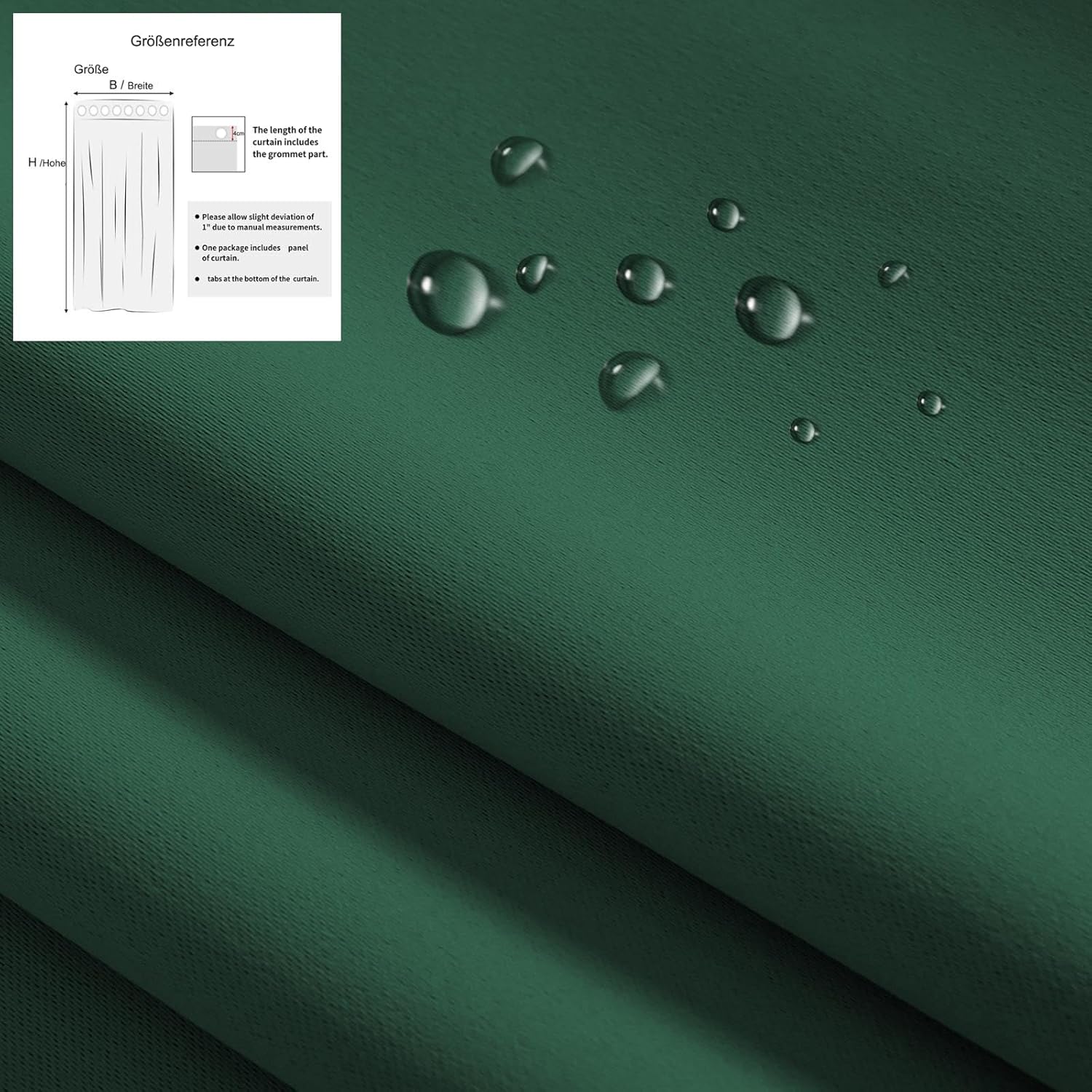 Outdoor Curtains Waterproof Thermal Insulated Sunshade Blackout Pergola Porch Curtains con Top Eyelet Patio Privacy Screen Drap for Garden Door Gazebo Porch Yard W 48"×L 47.2"(1 Panels)