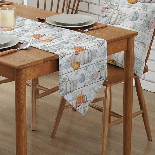 Miniatura 8 de Vandarllin - Camino de mesa de lino de algodón para día de acción de gracias, cosecha de otoño, calabazas, antideslizante, arpillera, decoración