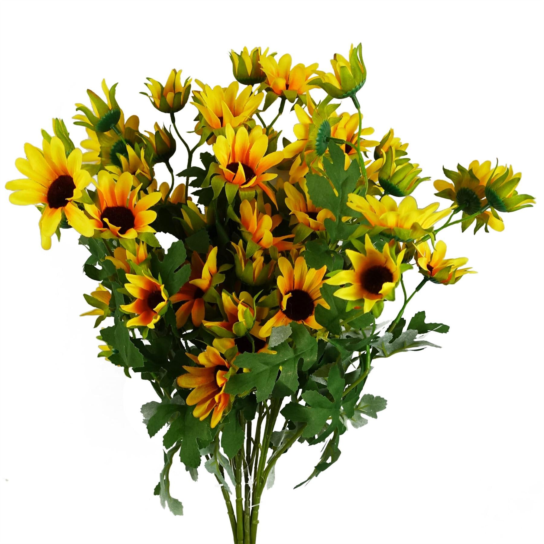 Leaf Design Artificial Flowers, 6 X 70cm Yellow Daisy Spray