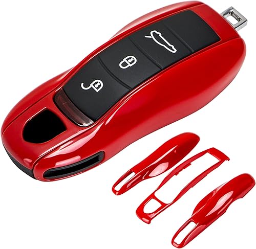 Miniatura 1 de AeroBon Funda pintada de 3 piezas para llavero compatible con carcasa de llave Porsche, repuesto de carcasa de llave (MK1, rojo)