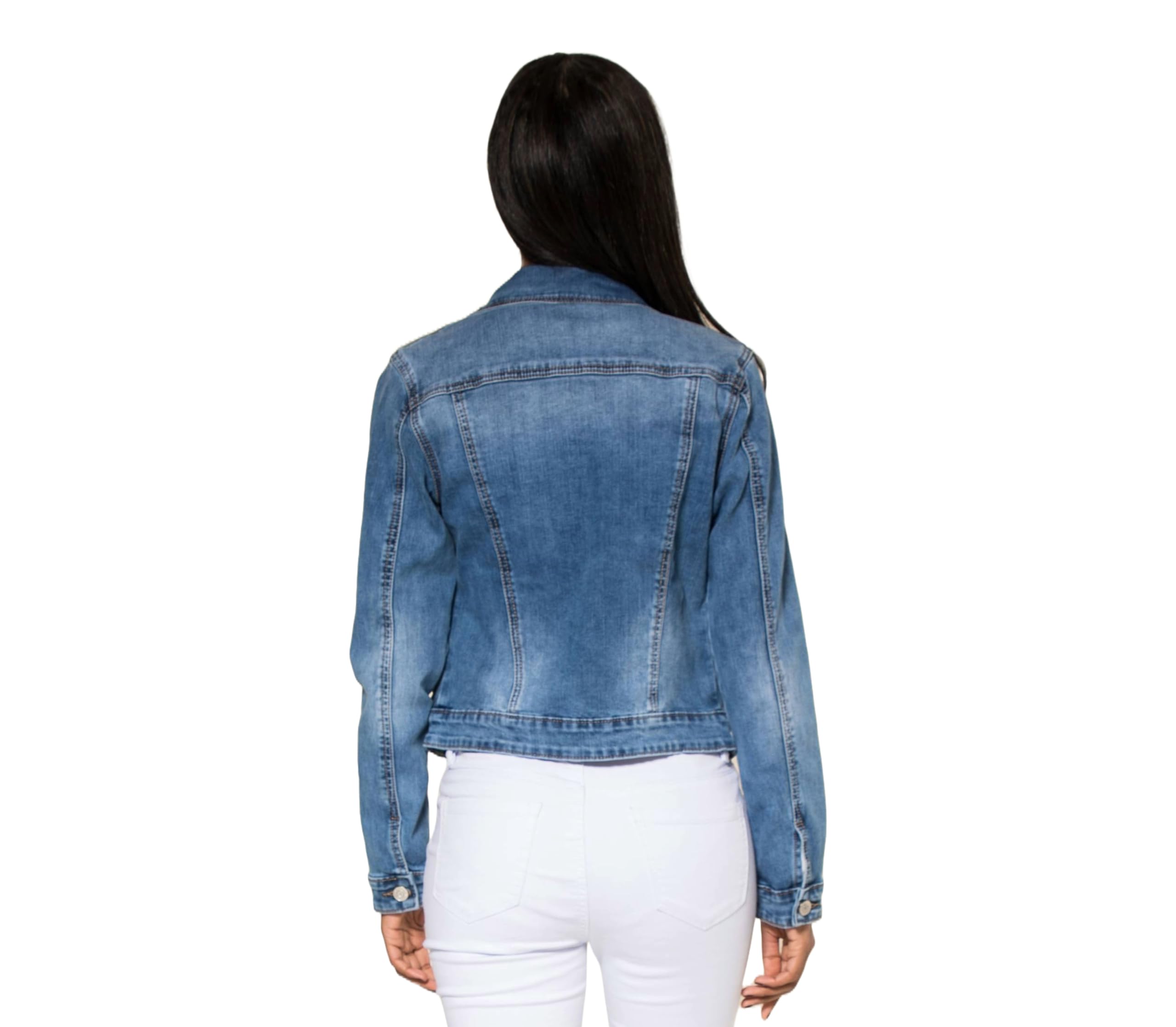 Nina Carter Chaqueta vaquera para mujer, corte ajustado, chaqueta de entretiempo, ligera, ajustada, chaqueta vaquera, informal, para mujer