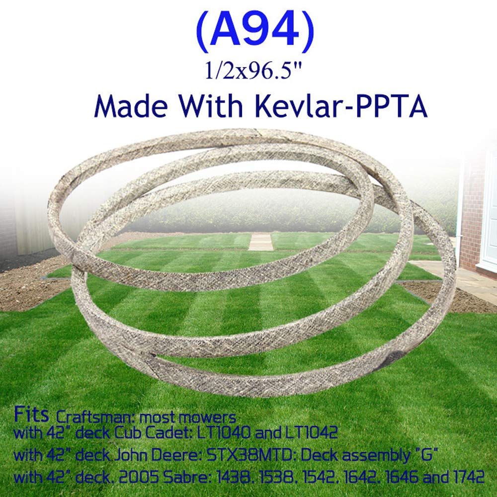 Courroie De Coupe Tondeuse à Gazon 1,27x297,2 Cm Avec Kevlar - Compatible MTD 754-0197, 954-0197 Et TORO 106-2173