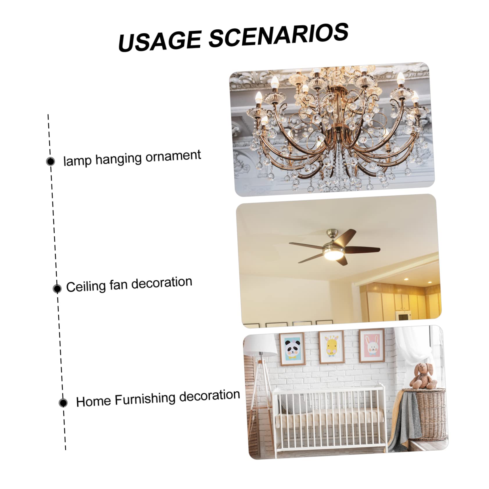 Crystal Pull Chain Extenders Homoyoyo Lotus Ceiling Fan Pull Chains - 3 ...