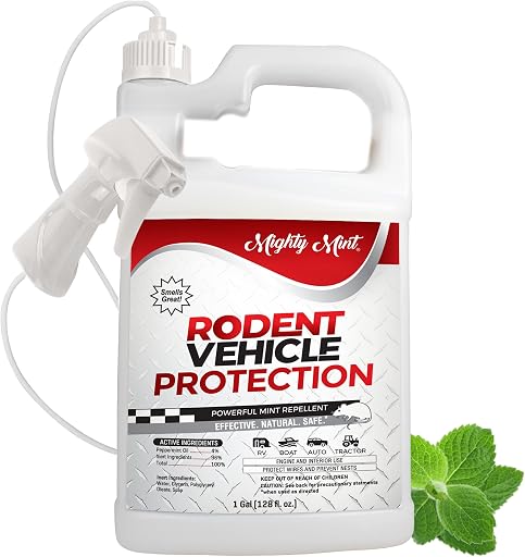 Mighty Mint Rodent Repellent Vehicle Spray, 1 Gallon (128 oz) | Natural, Plant Based Protection for Engines and Interiors for Cars, Trucks, RVs, Boats