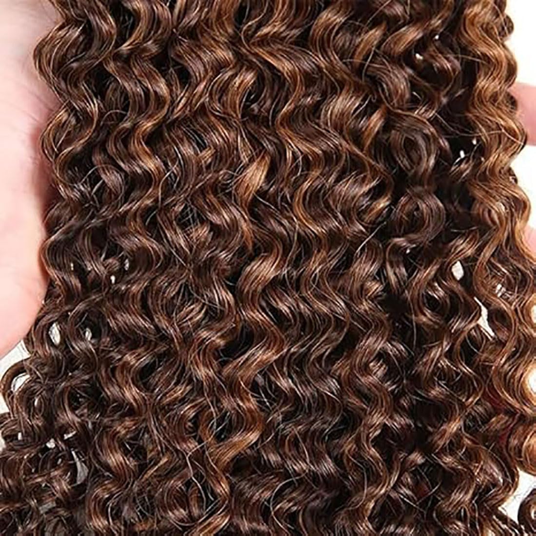 Curly Wave Human Hair Bundles Echthaar Tressen Bündel Menschliches Haar Human Hair Extensions Double Weft Weave 50g/Piece Highlight Brown Color 26 28 30 Zoll