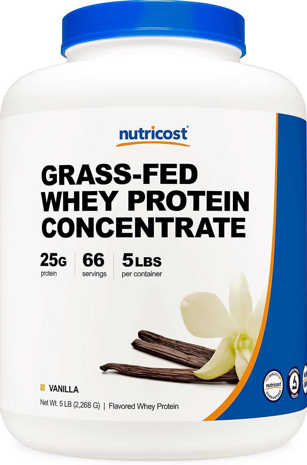 Nutricost Grass-Fed Whey Protein Concentrate (Vanilla) 5LBS - Undenatured, Non-GMO, Gluten Free, Natural Flavors : Health & Household
