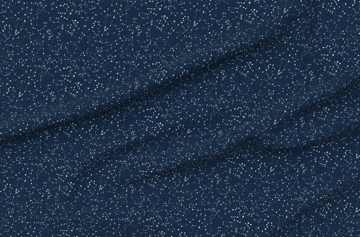 Spoonflower Fabric - Blue Constellations Space Stars Astronomy Zodiac Sign Galxie Printed on Organic Cotton Sateen Fabric by The Yard - Sewing Quilting Apparel Home Decor