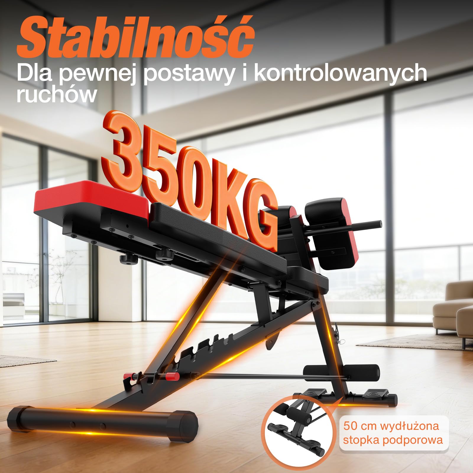 DH FitLife 2026 Ławka Treningowa Regulowana 6-w-1 z Hyperextension do Pleców do 350 kg | Wielofunkcyjna Ławka do Ćwiczeń do Domowej Siłowni | Ławka Skośna do Bench Press i Treningu Całego Ciała