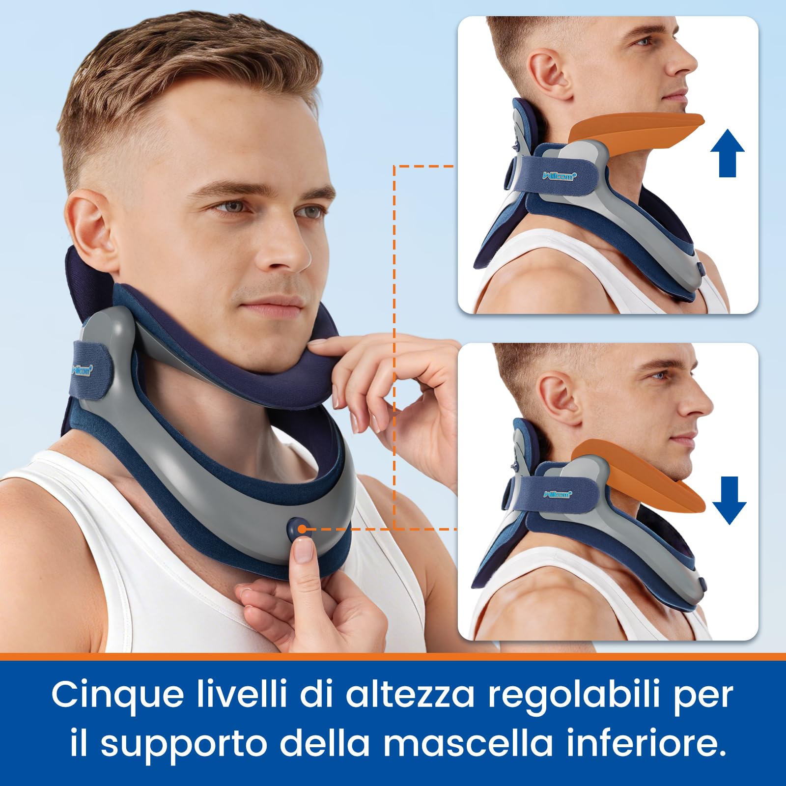 Supporto per il collo ortopedico, regolabile, con morbida imbottitura in cotone, limita il movimento, allevia i dolori e la pressione della colonna vertebrale