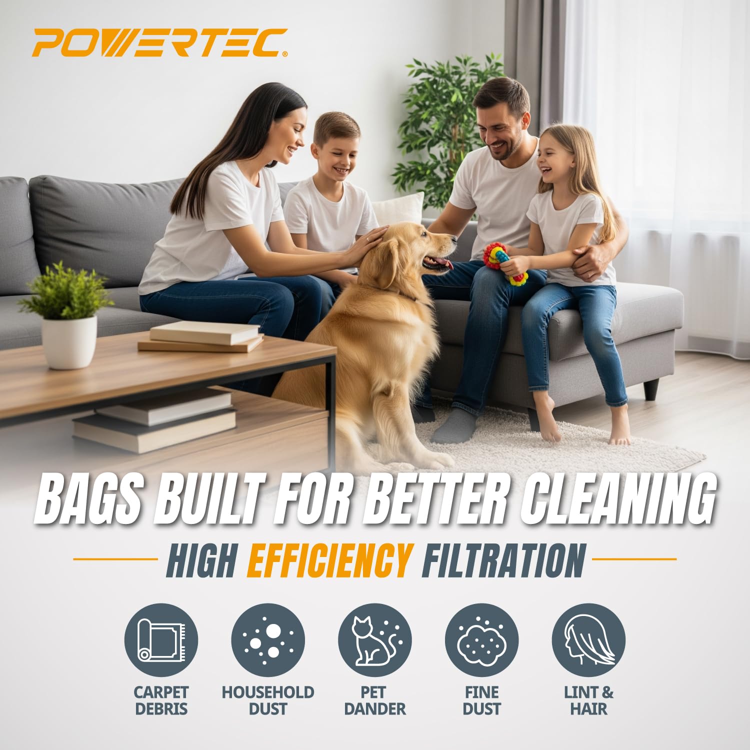 POWERTEC 75057 Bolsas de filtro para aspiradora Hoover Style Y, Z, 10 unidades