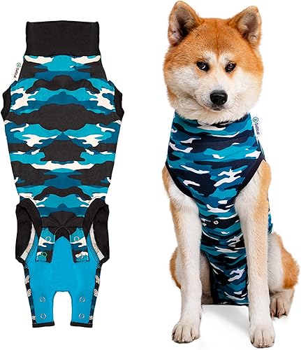 Traje de recuperación Suitical para perros, color azul camuflado, L, Camuflaje azul