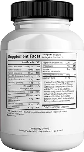 Miniatura 2 de ReFirmanceMax Suplemento para el crecimiento del cabello, 60 cápsulas, con biotina 5000mcg, vitaminas B12, calcio, palma enana americana, suministro