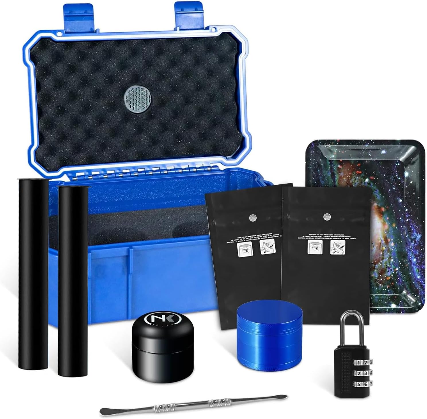 NKTOLEE Blue Storage Box ABS Plastic Storage Container with Lock - Smell Proof Waterproof Box Suit for Travel Storage Box Smell Proof Humidor Box