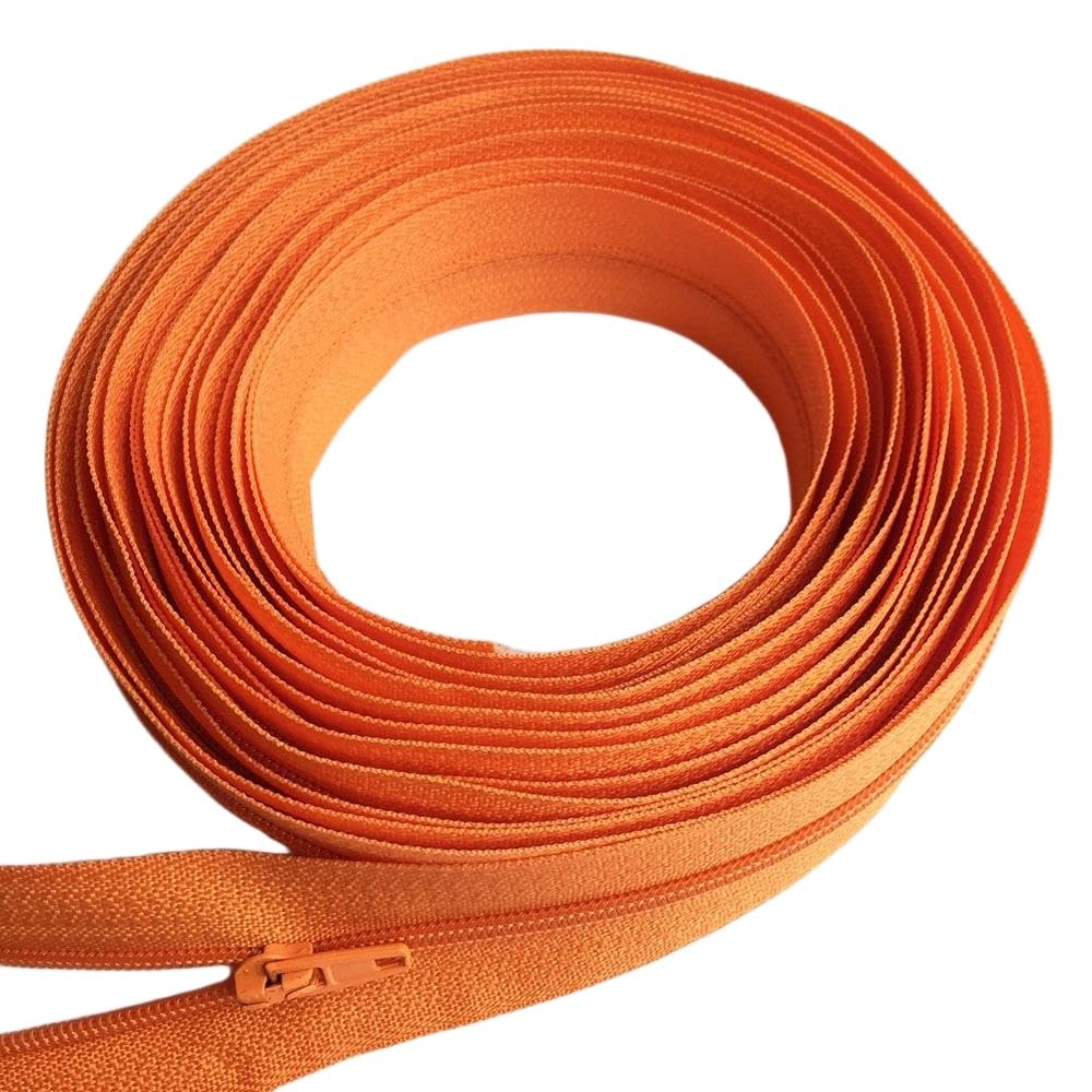 LLZZQQF 1set 3# Nylon Zipper Kit, Length 5Meters Zippers Roll with 10pcs Sliders Durability for Tailor Sewing(Orange)