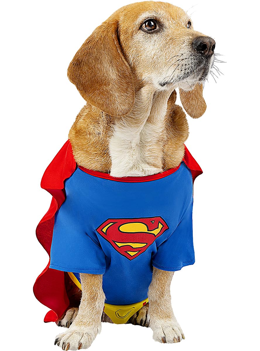 Funidelia | Disfraz de Superman para perro Hombre de Acero, Superhéroes, DC Comics, Justice League - y divertidos accesorios para Fiestas, Carnaval y Halloween - Azul
