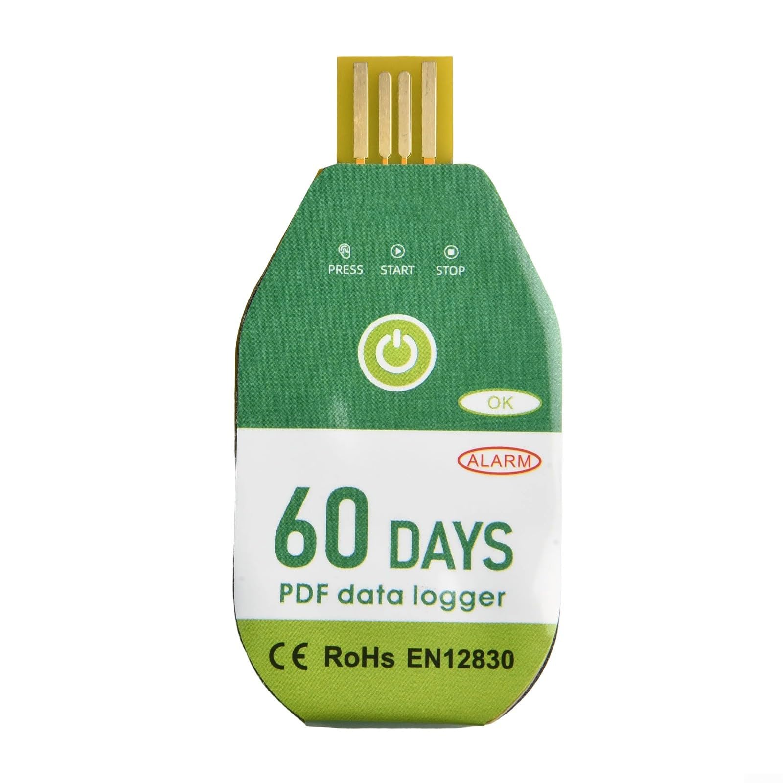 Registratore dati temperatura USB IP67 termometro impermeabile con rapporto PDF monitor trasporto refrigerato laboratorio 60 giorni