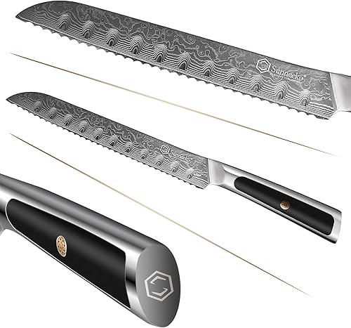 Miniatura 12 de Sunnecko Cuchillo de cocina de Damasco de 8 pulgadas para cortar carne, cuchillo japonés VG10 de acero, espiga completa