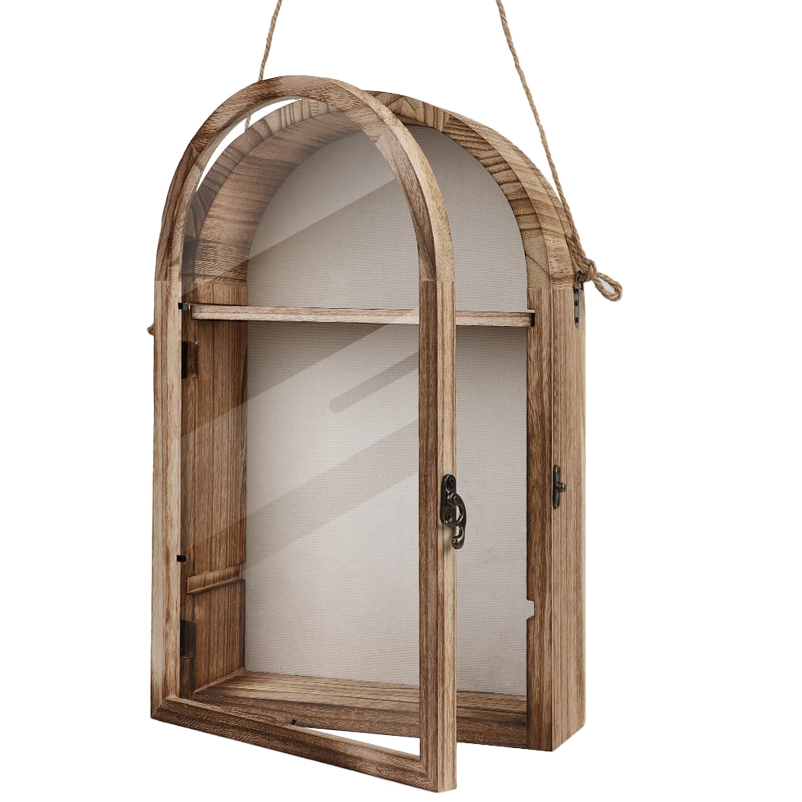 3D Bilderrahmen,Tiefer Objektrahmen zum Befüllen mit Tür,Hölzern Schattenbox Vitrine mit 6 Stecknadeln,3D Rahmen für Fotos,Medaillen,Blumen,Hochzeitsstrauß, Erinnerungsstücke,25.2*10.3*41CM