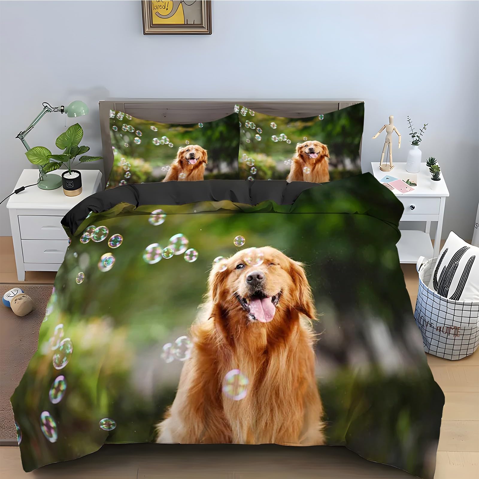 Parure de lit 3 pièces animal housse de couette 220x240 haut de gamme en tissu microfibre