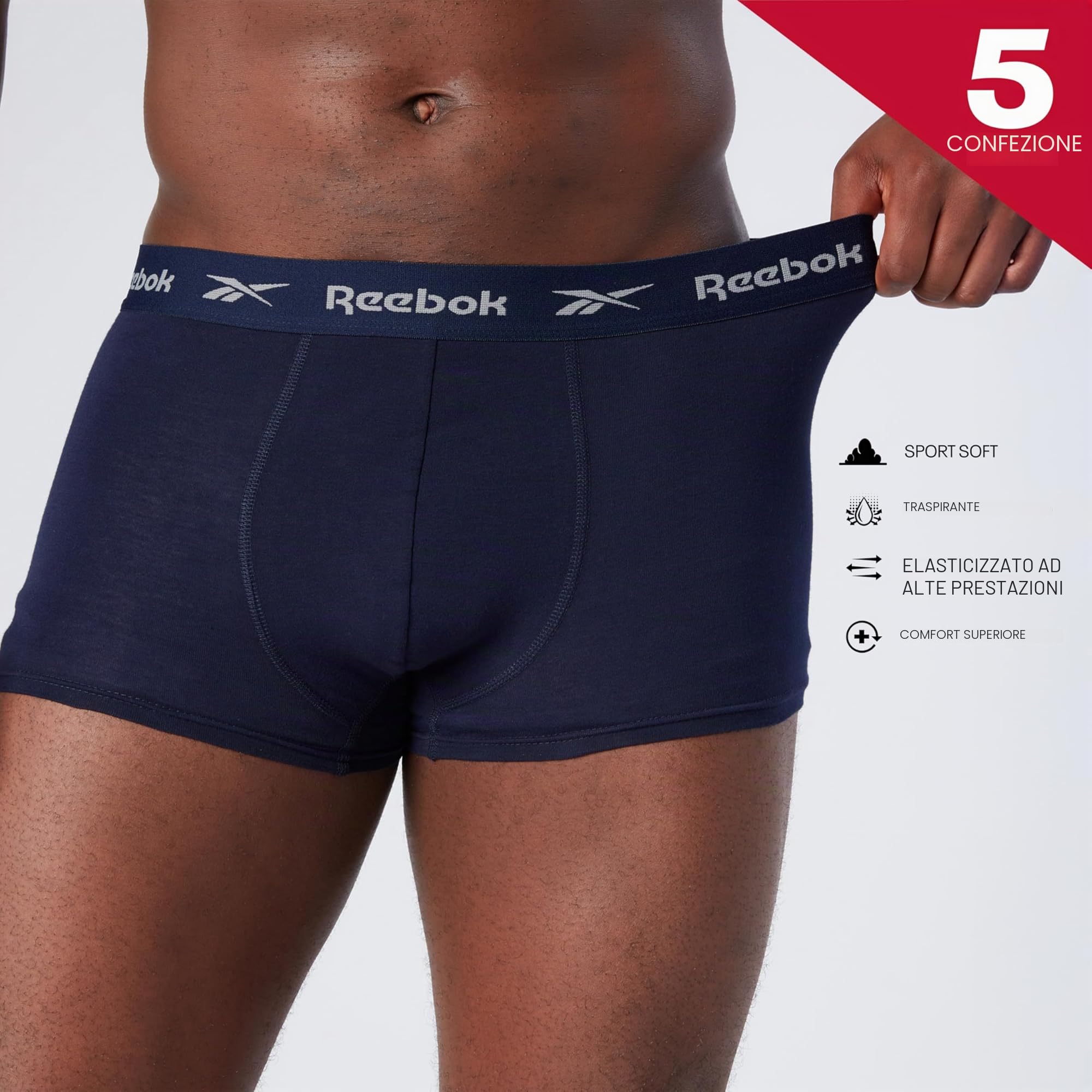 Reebok Boyes Costume da Bagno Uomo (Pacco da 5)