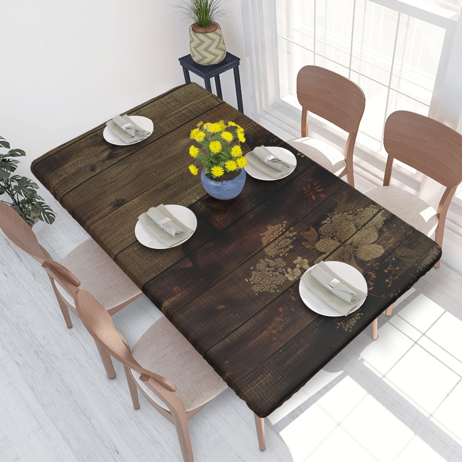 WPKJU Board Printed Tablecloths 4ft Rectangular Table Covers Washable Polyester Decorative Table Cloth for Dining Table Picnic Wedding