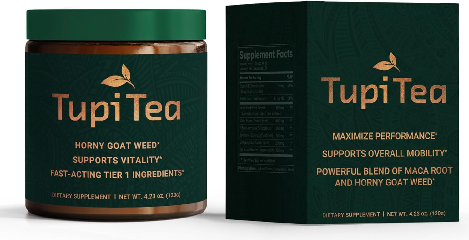 Tupi Tea Horny Goat Weed Powder, Supplement w/Maca Root