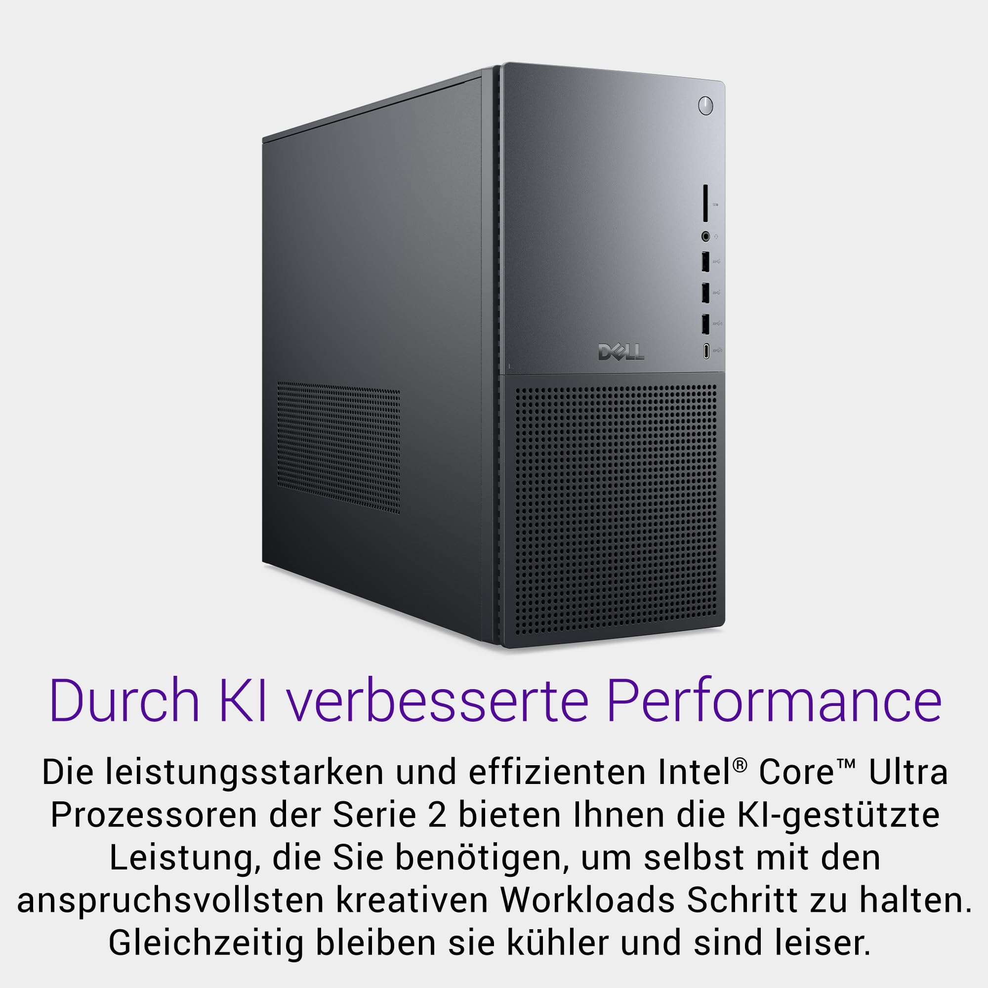 Dell Tower Plus EBT2250 Desktop-PC - Intel Core Ultra 7 Series 2, 16GB RAM, 1TB SSD, NVIDIA GeForce RTX 5060, Wi-Fi 7, HDMI, Thunderbolt 4, McAfee Business Protection 1 Jahr, Windows 11 Pro, Graphit