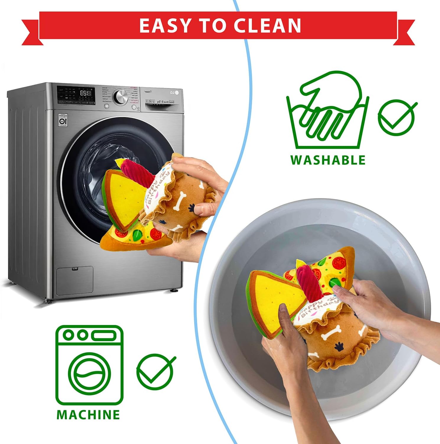 Birthday Dog Toys Crinkle Dog Toy Squeak Cake Toy Aggressive chew Toys for Puppy Sandwiches Pizza Party Dog Toy Interactive Birthday Toy with 3 Pack for Dog Birthday