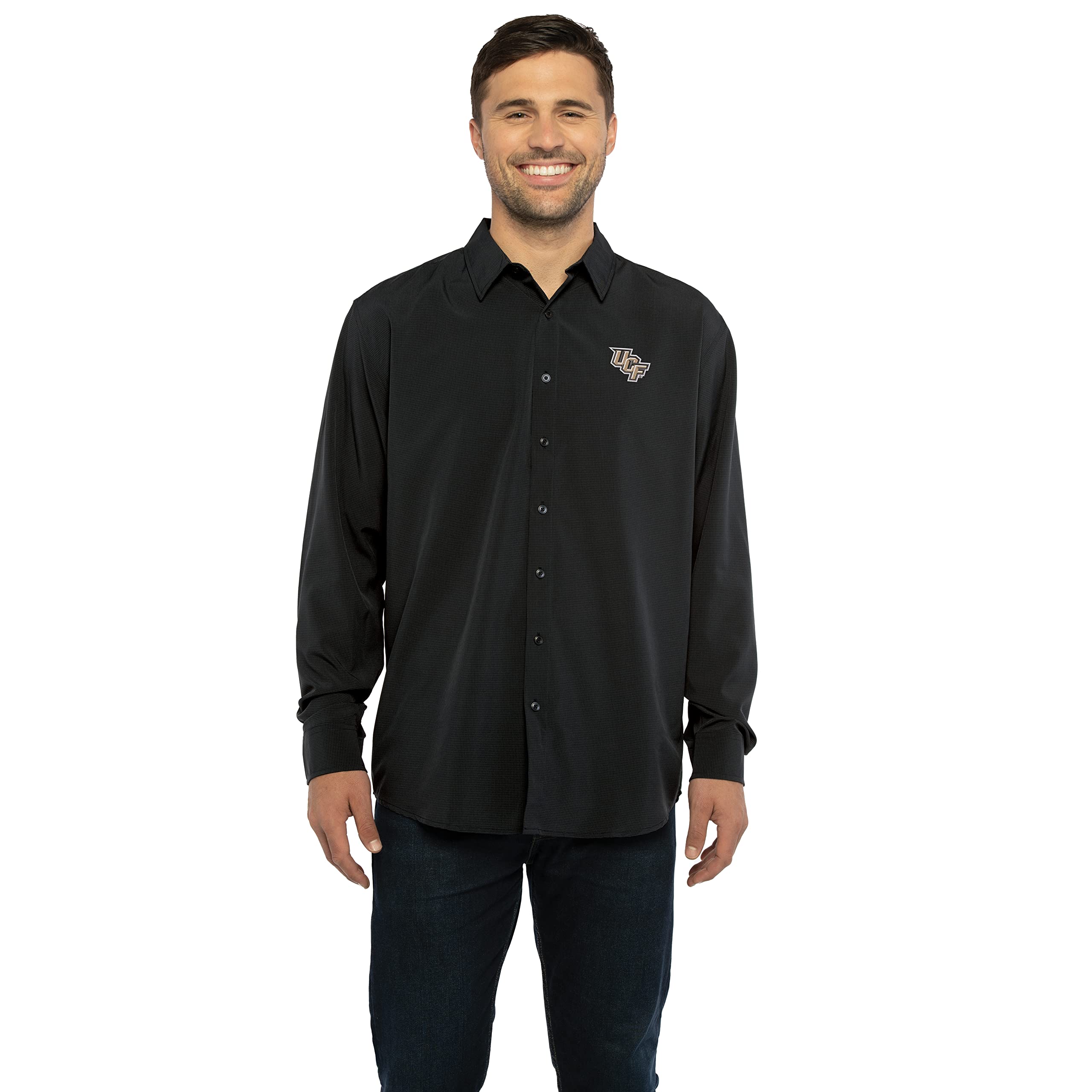 Vantage ApparelMen's Collegiate Premium Moisture Wicking Long Sleeve Stretch Button Down Shirt