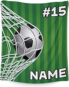 Mercuryelf Custom Soccer Blanket Gifts, 60"x80" Personalized Football Throw Blanket for Boys Mens, Cozy Lightweight Fleece Plush for Sofa Bed Room Decor