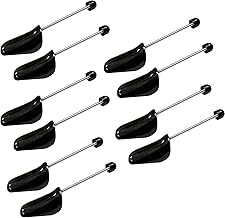 Set of 5 Pairs of Plastic Shoe Trees with Spiral Spring, Adjustable Length Plastic Shoe Trees, Adjustable Size 6-12 (Black), Black, XXL