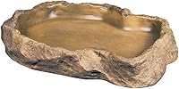 Exo Terra Extra Large Reptile Feeding Dish - Natural Rock Food & Water Bowl for Lizards, Turtles, Snakes, Amphibians - Bacteria-Resistant, Easy Clean