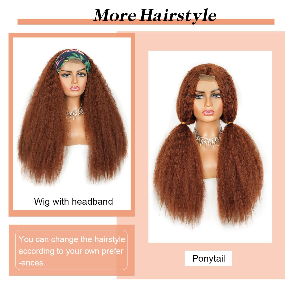 Perruque Longue Pour Femmes Bouclée Couleur Dark Brown Copper Intense - Synthétique, Neuve Avec étiquettes