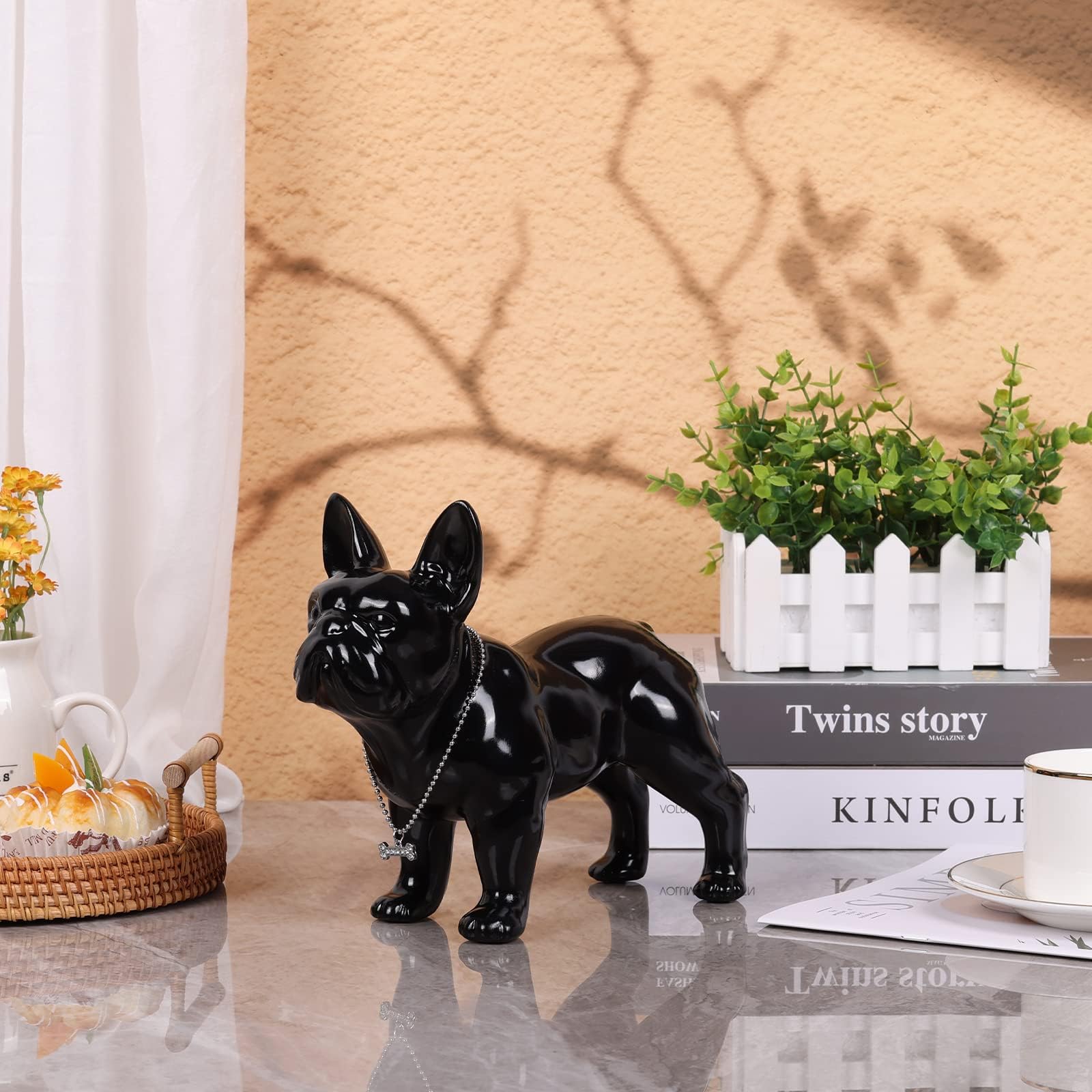 Amazon.co.jp: XYQXYQ フレンチブルドッグ像 - カラフルな樹脂製犬の像