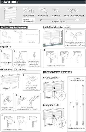 Miniatura 5 de FOIRESOFT Persianas y persianas enrollables de cebra sin cordones básicas, inalámbricas, blancas, 36 pulgadas de ancho x 85 pulgadas de alto de