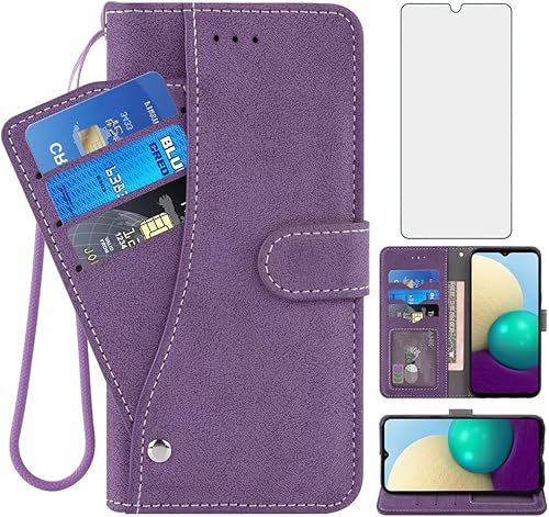 Asuwish Funda compatible con Moto G Play 2021 y protector de pantalla de vidrio templado, soporte para tarjetas de crédito, accesorios para celular,