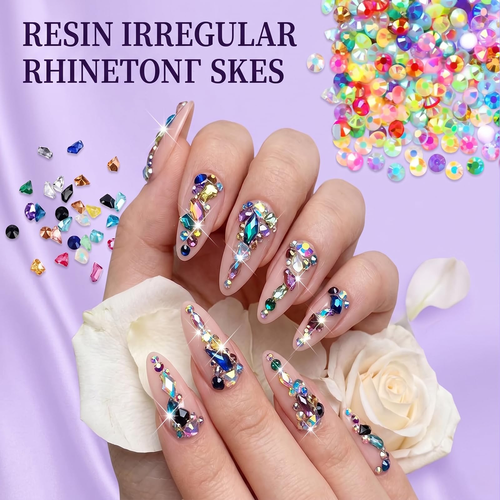 Zestaw 30000 sztuk Bedazzling Kit kamieni stras do paznokci, 28 kolorów, 3 mm błyszczące kamienie, Bedazzler Kit z pęsetą i pisakiem woskowym, płaskogrzbietowe kamienie stras Jelly Rhinestones do