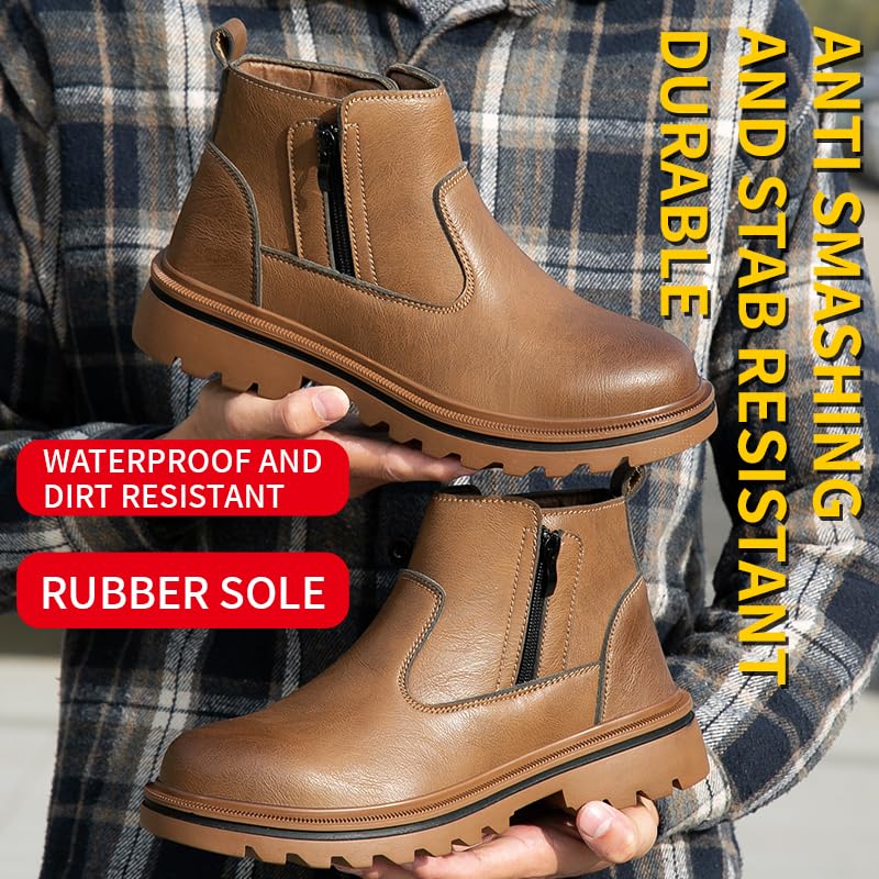 Image of Women's Steel Toe Boots Waterproof Lightweight Construction Safety Shoes