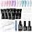 Beetles Poly Extension Gel Nail Kit 6 Colors Glitter Mermaid Glow Builder Nail Gel Kit with Slip Solution All-in-One Spring Summer Nail Art Supplies DIY Manicure Salon Gift for Women Girls