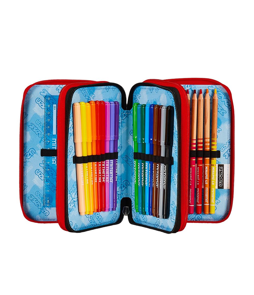 Seven Trolley Scuola, Spray Me, Nero, Triplo Uso, Zaino con carrello sganciabile + Astuccio 3 Scomparti, Nero, Bambina e Ragazza