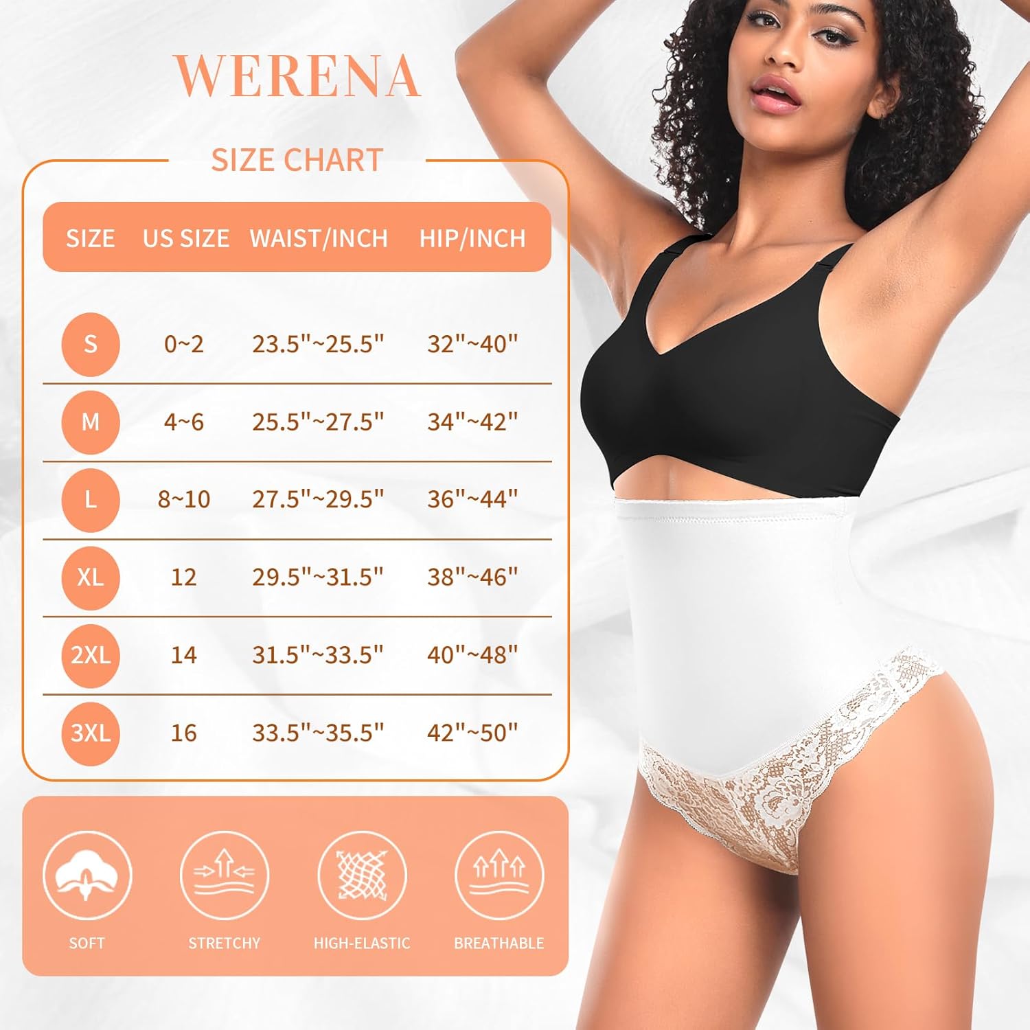 Werena Tummy Control Thong Shapewear for Women High Waisted Body Shaper Panties Lace Shaping Thong Girdle - Image 6