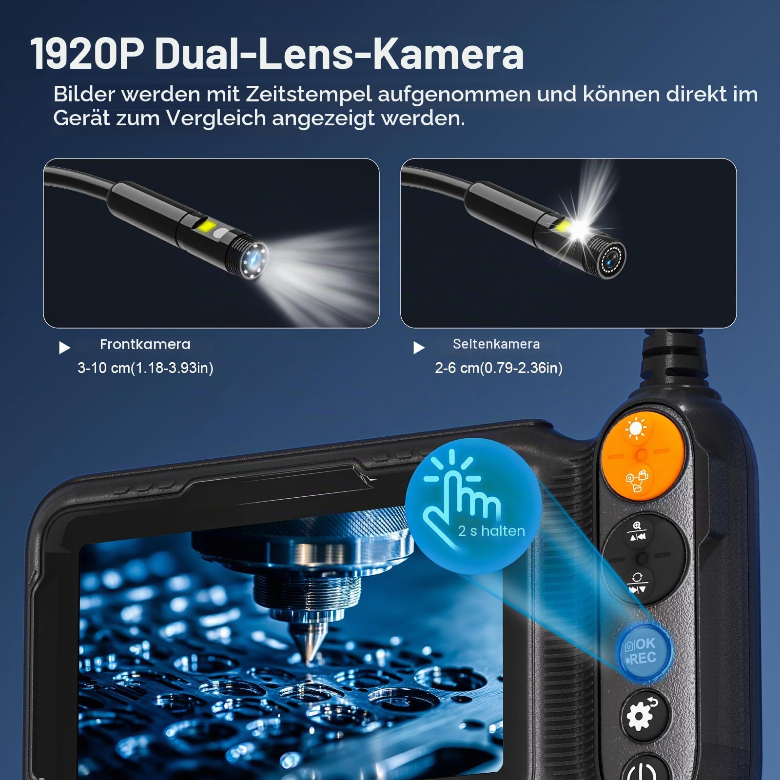 Daxiongmao Boroskop, Endoskop-Kamera mit Licht, IP67 wasserdichtes Endoskop, 1080P HD Inspektionskamera, Boroskop-Kamera mit Licht, 16.5ft Flexible Endoskop-Kamera, Gadgets für Männer