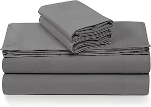 Tribeca Living Standard German Flannel Pillowcases, Set of 2, 200-GSM Heavyweight Cotton, Grey/Wet Weather