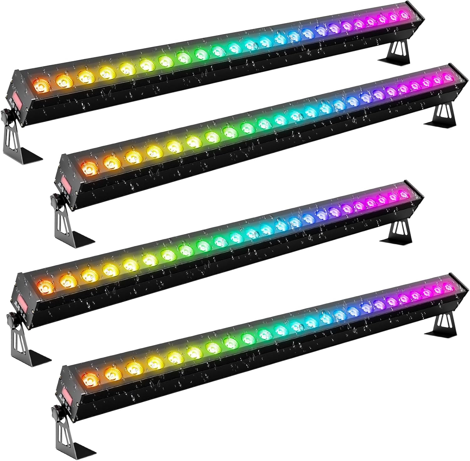 Washer Stage Lights,24pc Beads 3W RGB LED Wall Washer Light Bar Indoor Floor Dj Light Bar Waterproof IP65 Lighting Shows Floor Lights Color Changing for Backdrop Weddings (Black 4PC)