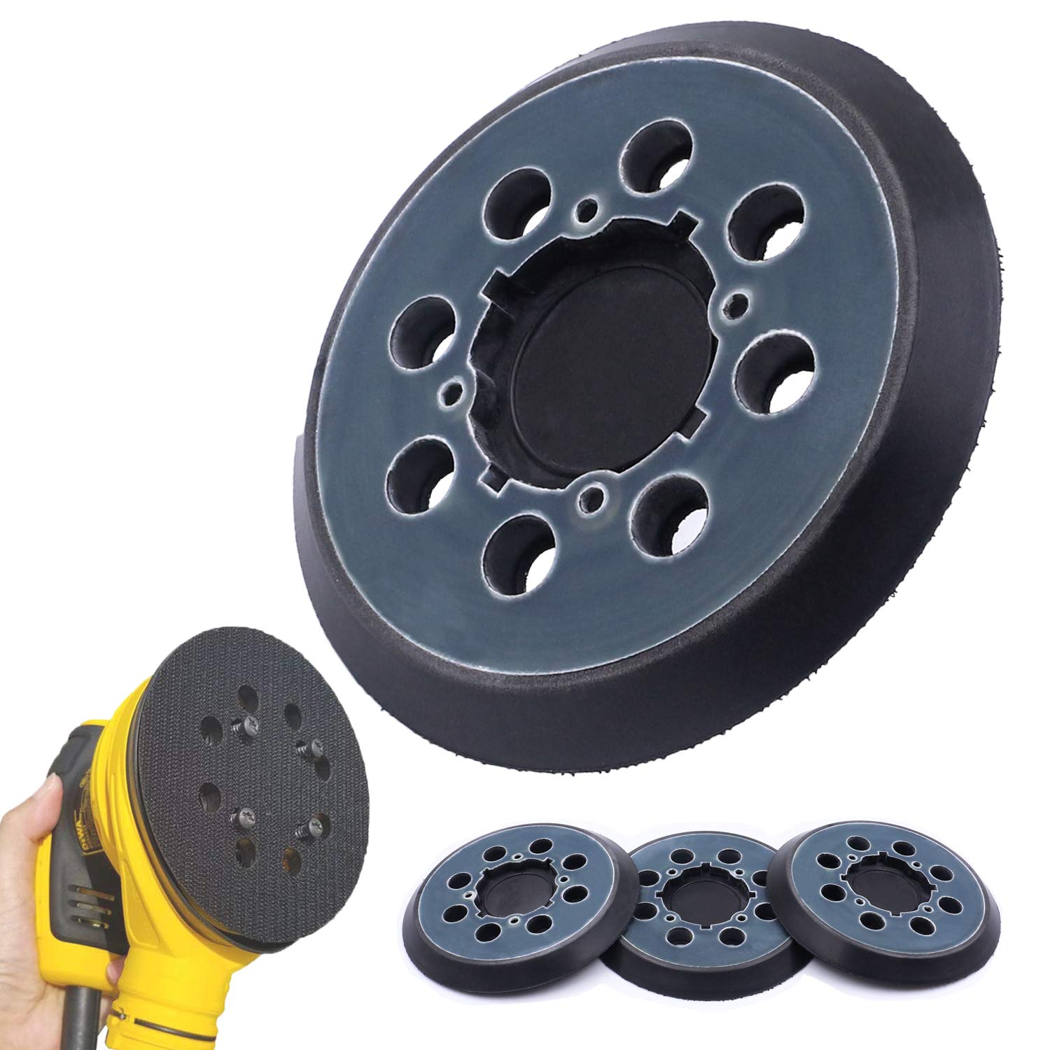 Photo 1 of 5 Inch 8 Hole Hook and Loop Orbital Sander Pad Replacement for DeWalt, 4PCS