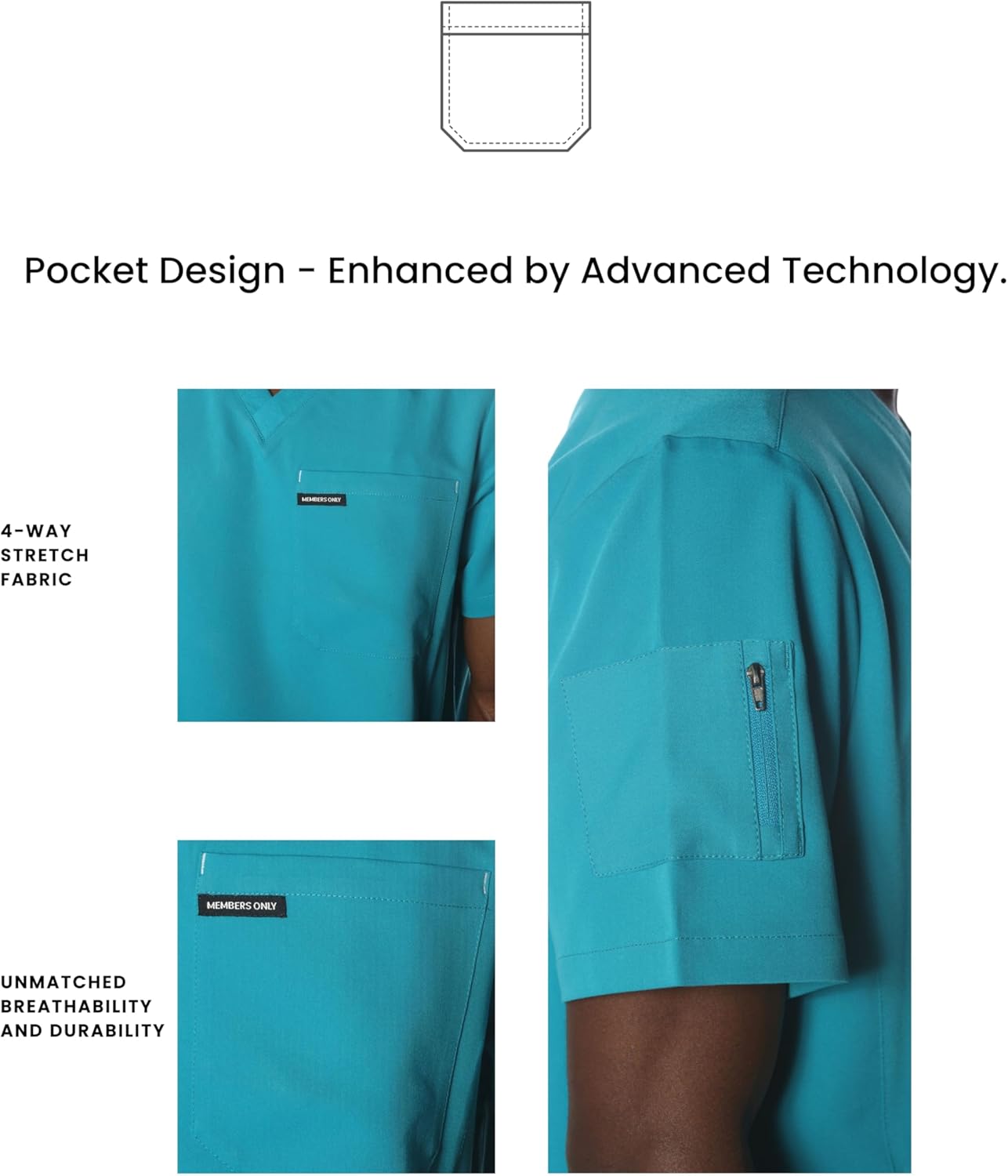 Members Only Manchester V-Neck Scrub Top with Pockets | Medical Scrubs for Men |Hospital Uniform | Comfortable Stretch Fabric - Image 5