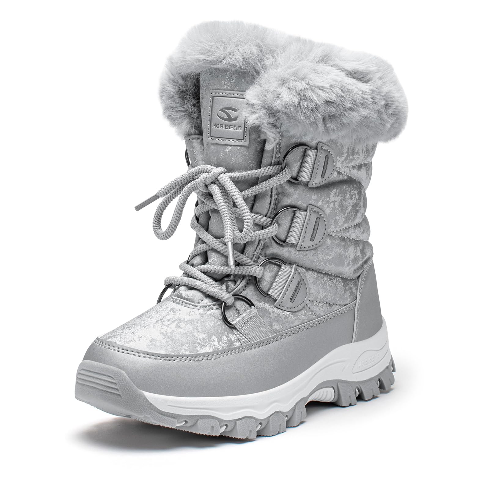 HOBIBEAR Womens Snow Boots Winter Outdoor Faux Fur Lined Warm Water Resistant Mid-Calf Booties