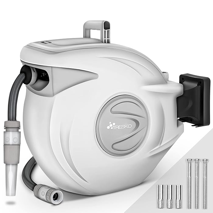 Buy TRESKO Auto Garden Hose Reel 30m + 2m WallMounted Hose Box